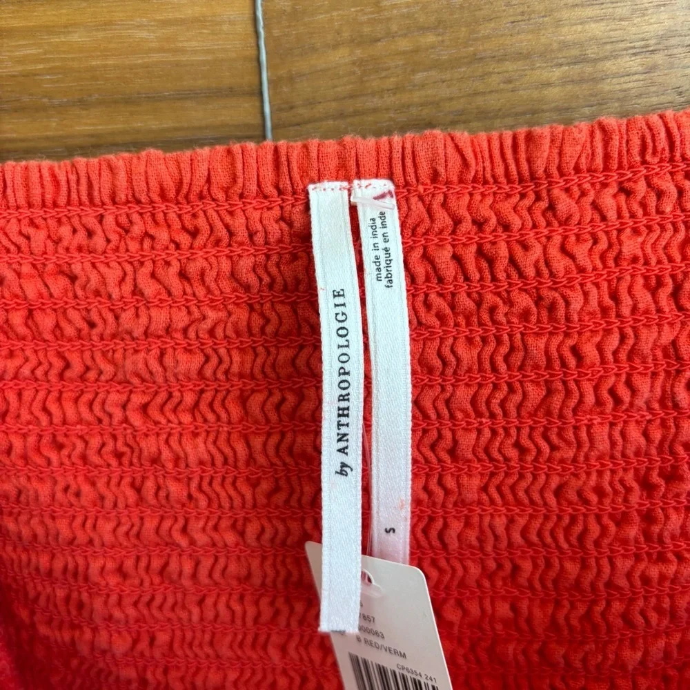 NWT By Anthropologie Linen Short Romper Bright Red, Size S - Picture 9 of 15